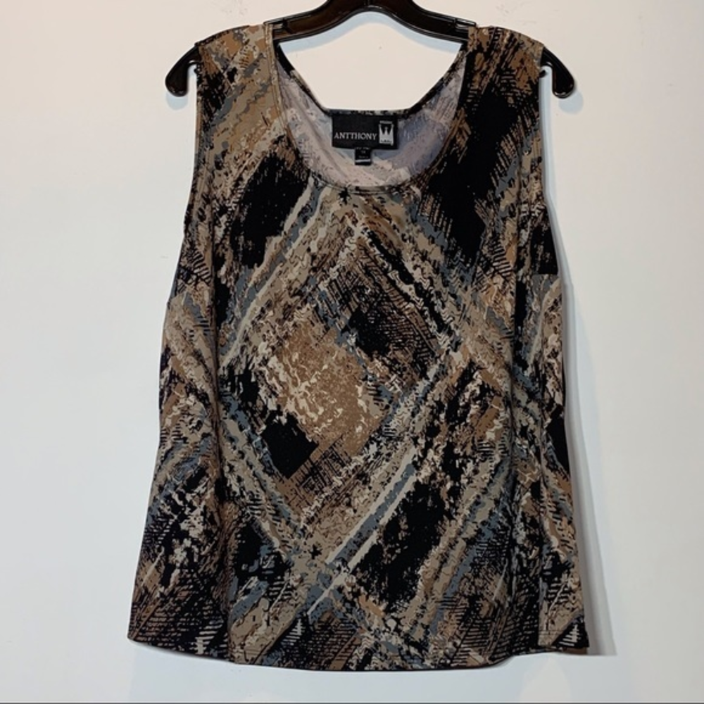EUC Anthony black, tan, gray and cream tank